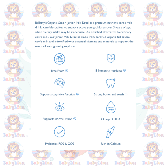 Bellamy'S Organic Step 4 Junior Milk Drink - 900G - With Omega 3 Dha, Prebiotics - For Active Children Over 3 Years - Image 5