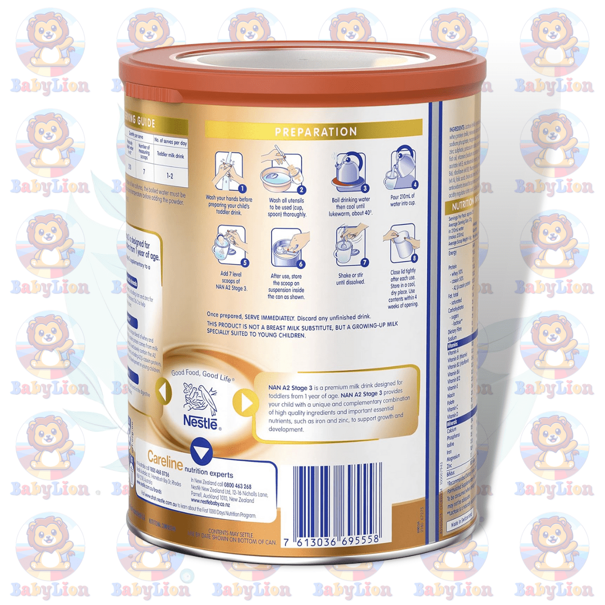 Nestlé Nan A2 Stage 3 Premium Toddler Milk Drink - 800G Image 04 Nestle Nan A2 Stage 3 - 800G - Premium Toddler Milk Drink - For 1 Year Olds - Enriched With Probiotics, Vitamins &Amp; Minerals - Image 4