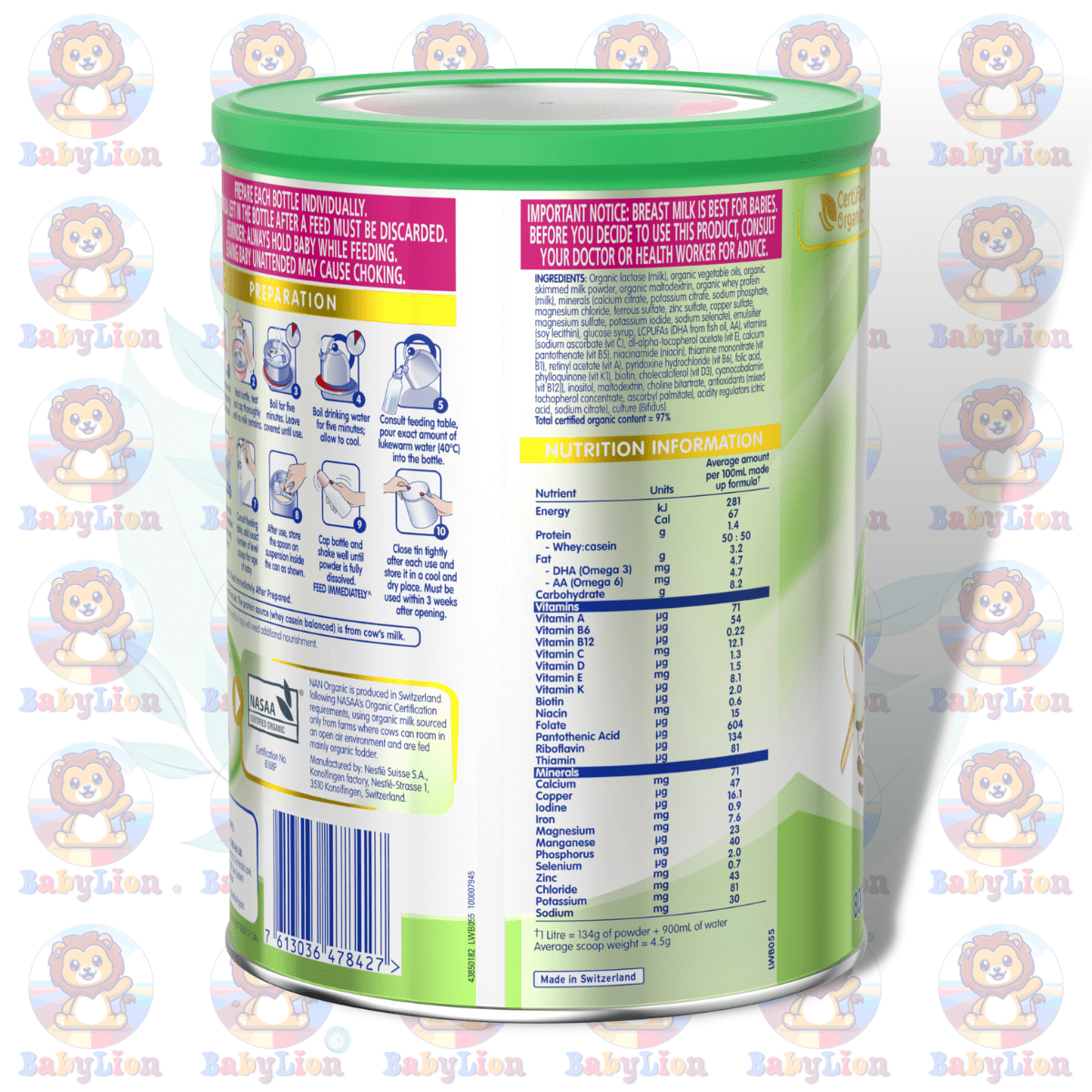 Nestlé Nan Organic 2 Premium Follow-On Formula - 800G Image 03 Nestle Nan Organic Stage 2 - 800G - Premium Follow-On Formula - Nutrition For Infants 6-12 Months - Image 3