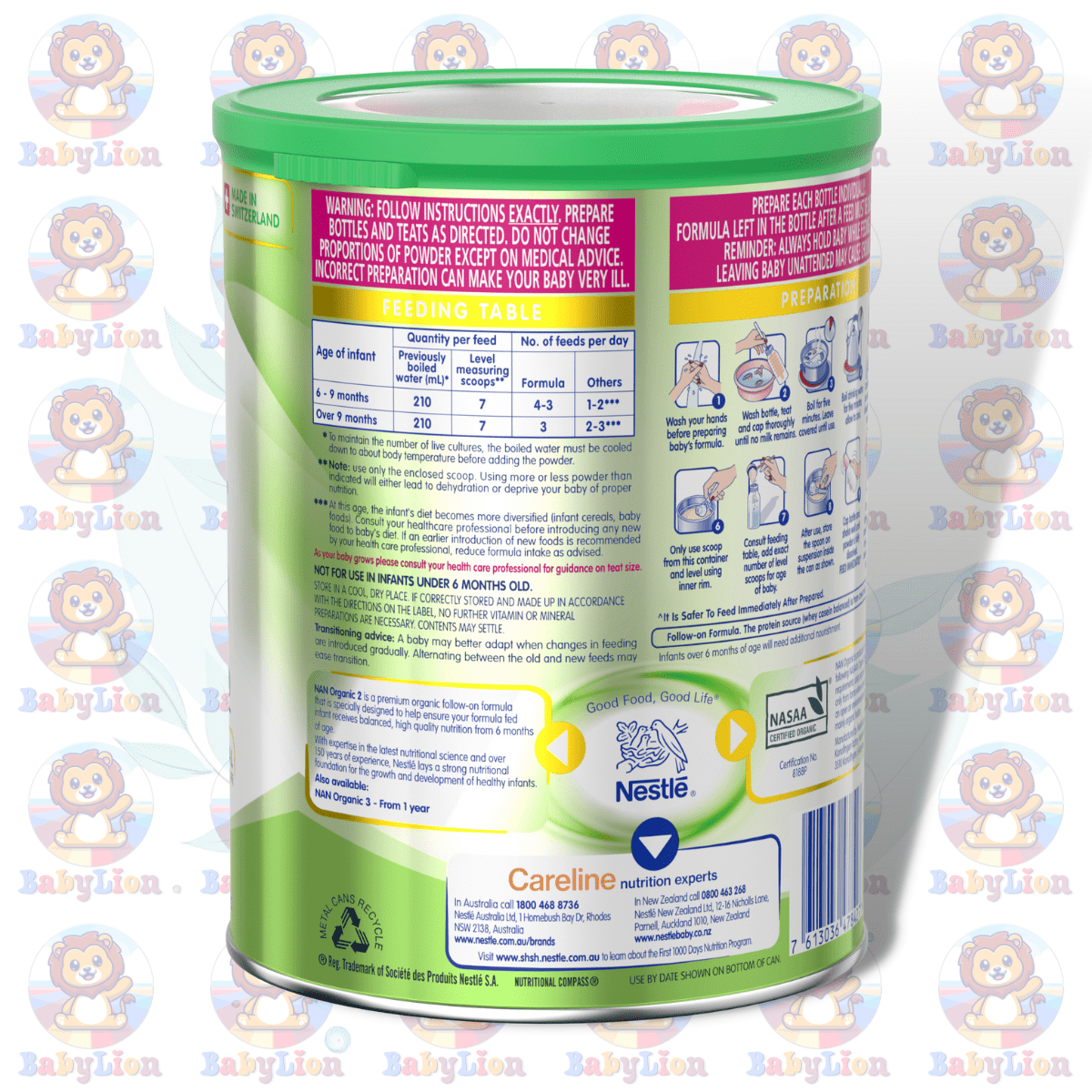 Nestlé Nan Organic 2 Premium Follow-On Formula - 800G Image 04 Nestle Nan Organic Stage 2 - 800G - Premium Follow-On Formula - Nutrition For Infants 6-12 Months - Image 4