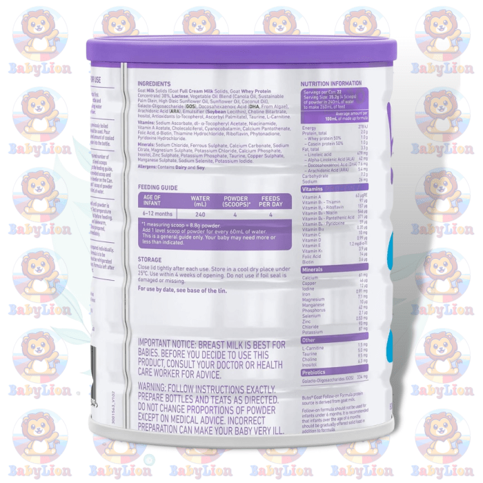 Bubs Goat Milk Easy-Digest Follow On Formula Stage 2 - 800G Can - With A2 Goat Protein, Omega 3 &Amp; 6 - For Easy Digestion - Image 2
