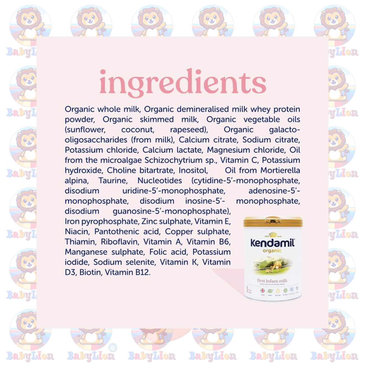 Kendamil Organic Stage 1 First Infant Formula - 800G Image 03 Kendamil Organic Stage 1 First Infant Formula - 800G - Organic Whole Milk - With Hmos, Dha - For Newborns &Amp; Infants - Image 3