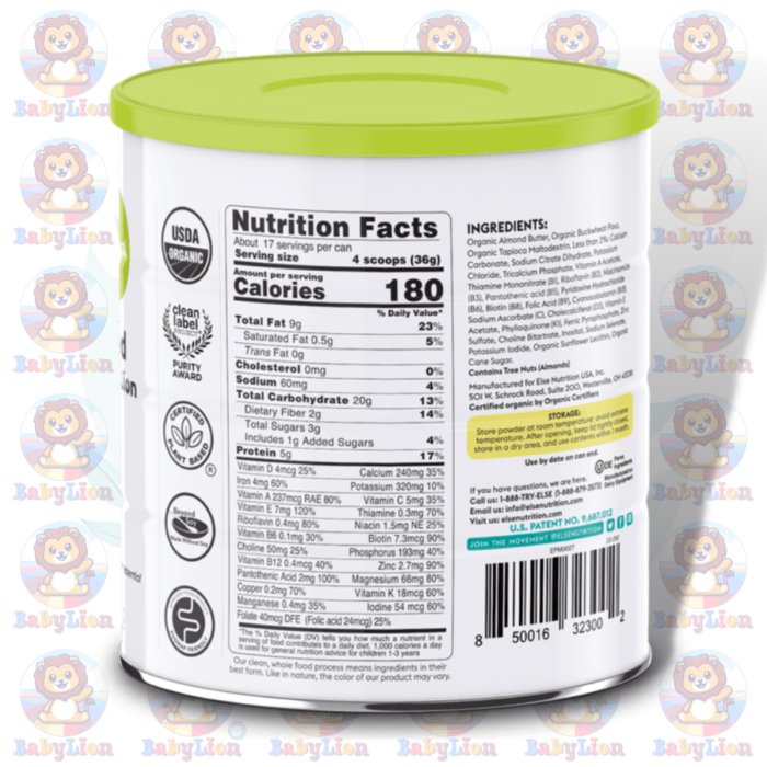 Else Nutrition Organic Toddler Formula - 624G - With Buckwheat, Almond, Tapioca - For Complete Plant-Based Nutrition 12-36 Months - Image 2