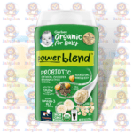 Gerber Organic Powerblend Probiotic Oatmeal Chickpea Banana & Chia Cereal - 227g - with Iron, Omega-3 ALA - for Baby's Learning Ability