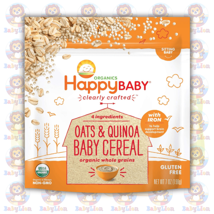 Happy Baby Organics Clearly Crafted Oats &Amp;Amp; Quinoa Baby Cereal - 198G - With Organic Whole Grains - For Healthy Development - Image 1