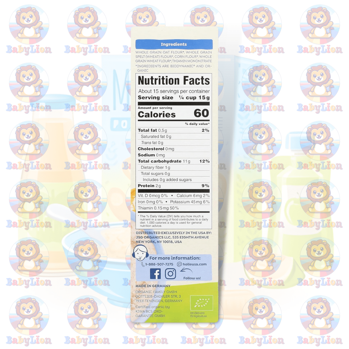 Holle Organic 4 Grain Whole Grain Cereal - 227G Image 02 Holle Organic 4 Grain Whole Grain Cereal - 227G - With Oats, Spelt, Corn And Wheat - For Nutritional Child Growth - Image 2