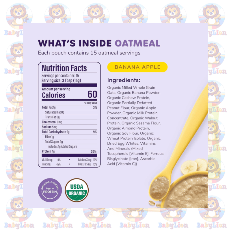 Home 103 Ready Set Food Organic Baby Oatmeal Banana Apple 226.8G Image 02