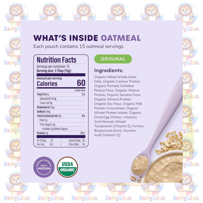 Home 105 Ready Set Food Organic Baby Oatmeal Original 226.8G Image 02