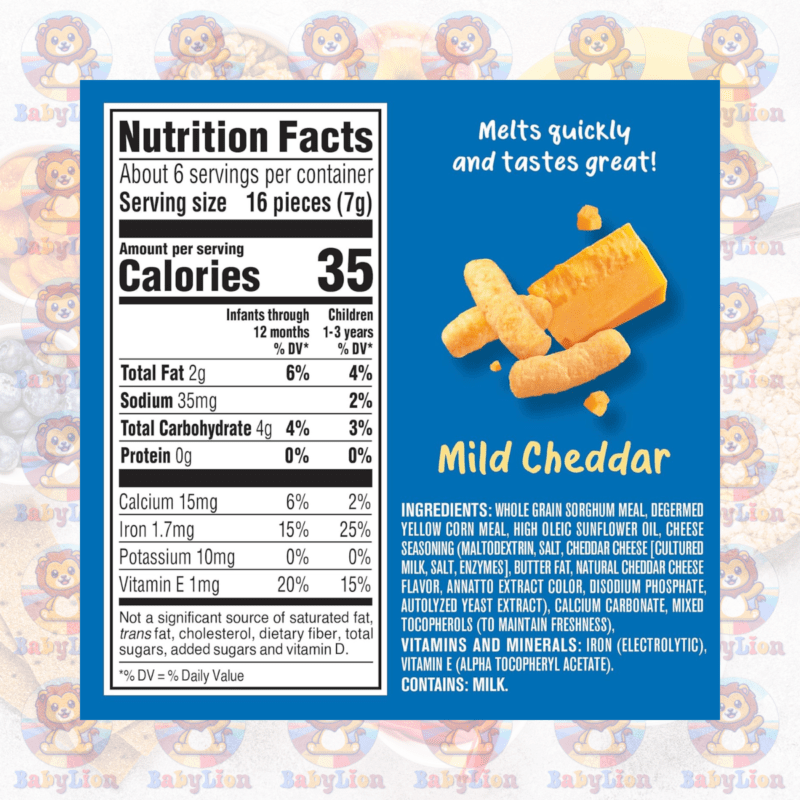 Home 37 Gerber Lil Crunchies Baby Snacks Mild Cheddar 42G Image 02