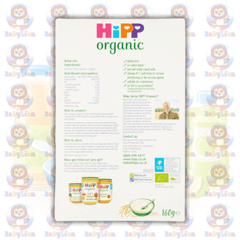 Home 41 Hipp Organic 100 Baby Rice 4 Months 160G Image 02